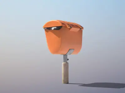 Beach Trash Can Low-poly 3D model