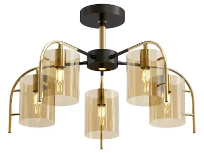 escada-671-5p five light brass ceiling fixture with clear gla... 3D model