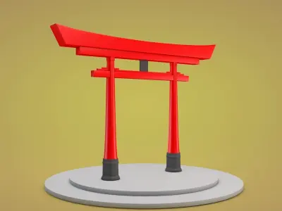 Japanese Torii Gate Low-poly 3D model