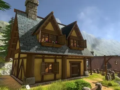3D Medieval House Village Cartoon Kit Low-poly 3D model