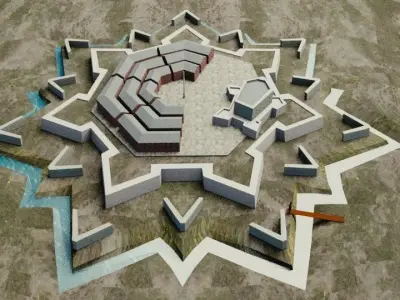 Forteresse of COEVARDEN style Vauban SCENE Free low-poly 3D model