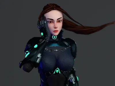 Vicky Female Sci-fi Character Free Rig Low-poly 3D model