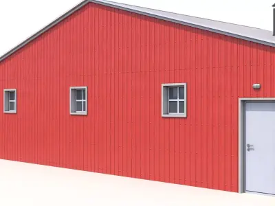 Red Farm Building 22 Low-poly 3D model