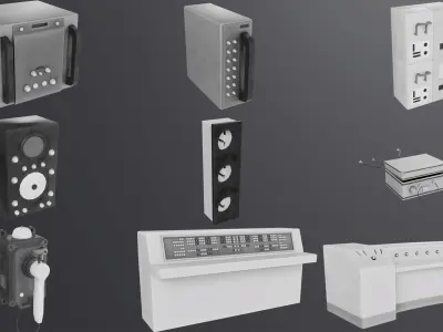 Stylized Retro Scifi Pack  Low-poly 3D model