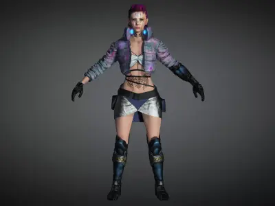 AAA Cyber Punk Female Character 08 Low-poly 3D model