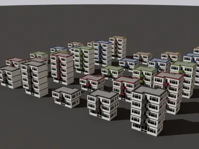 Cartoon Building Low Poly Building D 30 Variant Low-poly 3D model
