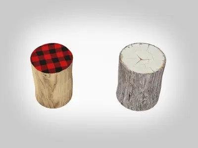 Wood Log Seating Low-poly 3D model