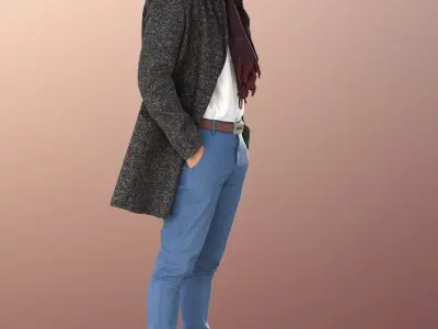 Jason 11308 - Best Ager Business Man in Coat Low-poly 3D model