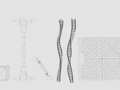 Sci-fi parts Low-poly 3D model