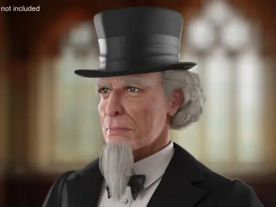  Victorian Gentleman Character in Black Tailcoat A-Pose 