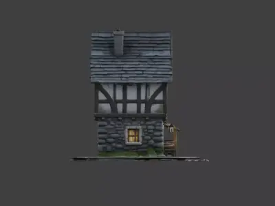 Medieval Timber House Low-poly 3D model
