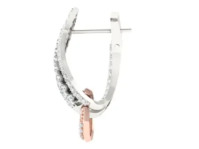 Light Weight Rose Gold Diamond Earring  -EAR-021 3D print model