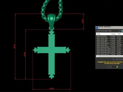 High Cross Pendant Light Gold 18K 3CP064 3D model