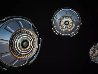 Drone sci-fi futuristic circular discs 3D model