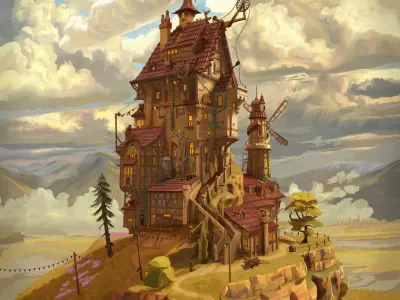 Stylish Studio Ghibli Castle Low-poly 3D model