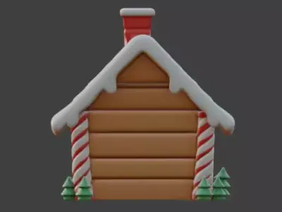 Cartoon Christmas Gingerbread House 3D Model Low-poly 3D model