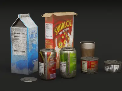Urban Trash Props - Clean Dirty And Crushed Products Low-poly 3D model
