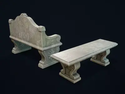 Garden Bench Low-poly 3D model