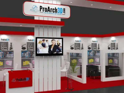 Exhibition stall 8 mtr x 3 mtr 1 side open 3D model