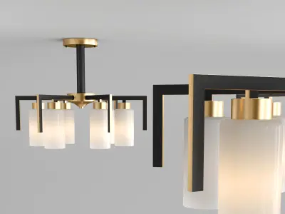 Loft style ceiling chandelier 3D model