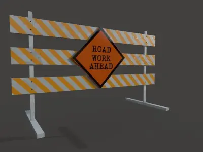 Road Block Closure Low-poly 3D model