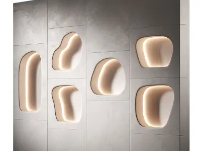 Modular niches in the wall with lighting Built-in shelves 3D model