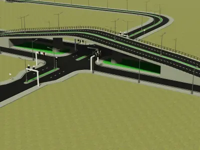 Road Pack Low-poly 3D model