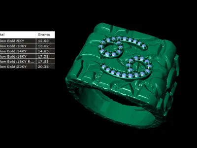 Diamond Cancer Horoscope Zodiac Nugget Ring  3D print model