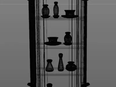 wooden Storage with glass doors 3D model