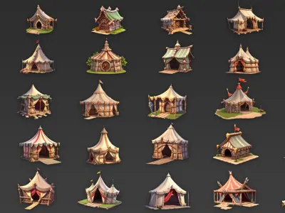 60 Fantasy Medieval Tent House Game Asset Texture