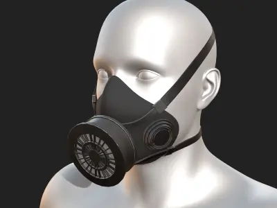 Gas mask helmet 3d safety plastic protection combat  Low-poly 3D model