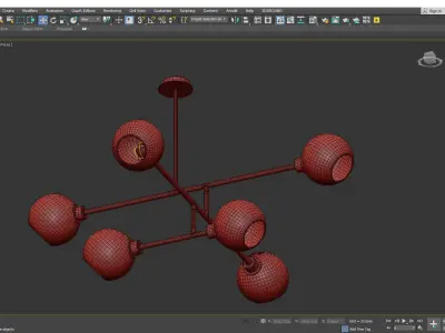 Multi bulbs Clear Glass Chandelier Low-poly 3D model