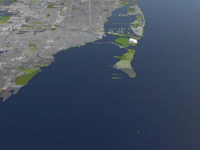 Miami 50x50km 3D Model City 3D Map 3D model