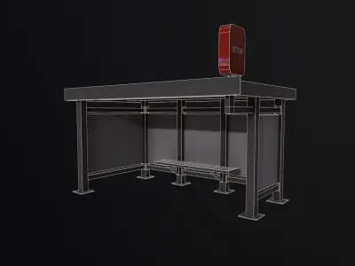 Bus Stop Low-poly 3D model 28