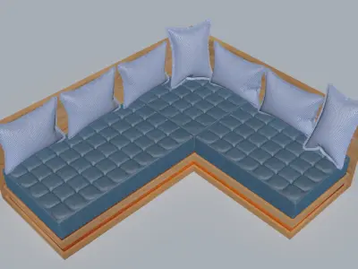 Chesterfield Corner Cotton Sofa 3D model