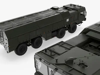  Mobile Ballistic Missile System Iskander Rigged for Maya 
