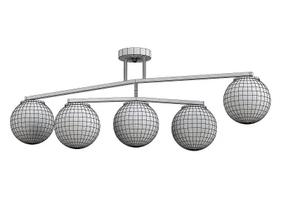 bronx five light brass ceiling fixture with globes 3D model