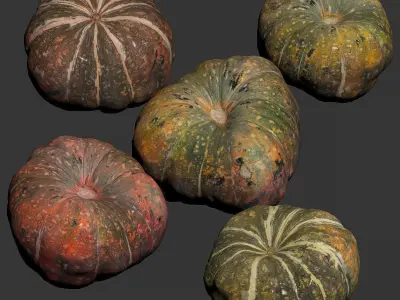 Pumpkin - 5 Models Low-poly 3D model