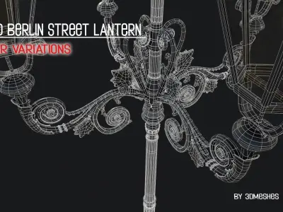 Old Berlin Street Lantern 1 - PBR lowpoly Low-poly 3D model