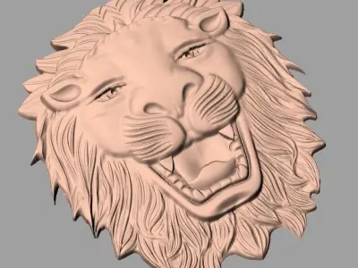 Lion head 3D relief model STL format file for CNC carving E672 3D model