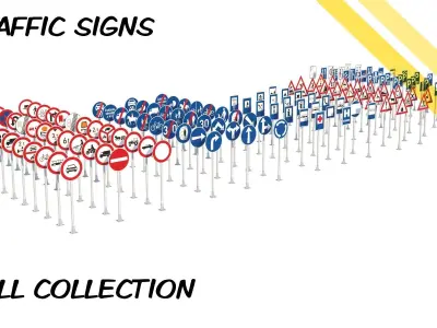 Traffic signs EU 3D model