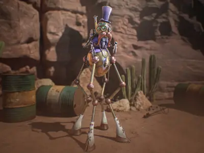 Robot Gentleman PBR Game-Ready Low-poly 3D model