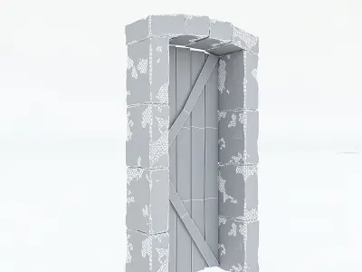 old wooden door Low-poly 3D model