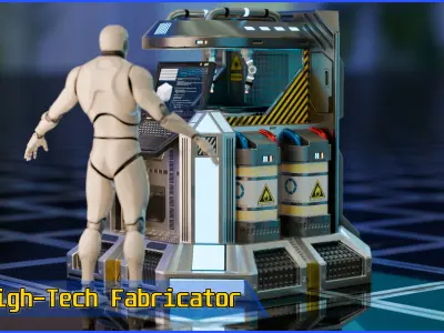 SciFi Fabricator Crafting Station - Game-Ready Low-Poly 3D Model Low-poly 3D model