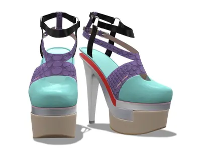 Colorful Mixed Heels Low-poly 3D model