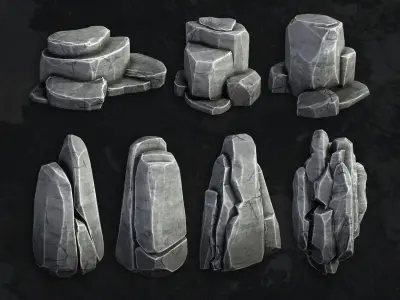 Stylized Rock Asset Pack by J Roscinas Low-poly 3D model