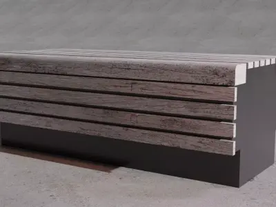 Sleek Modern Urban Bench - Realistic 3D Model for Cityscapes 3D model