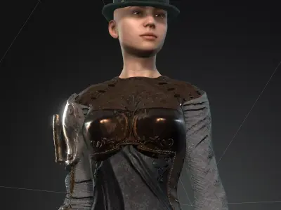  Steampunk rigged character Low-poly 3D model