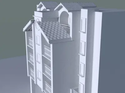 modern apartment building 3D print model