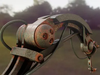 Rigged Industrial Robot Arm Rusty Version Low-poly 3D model